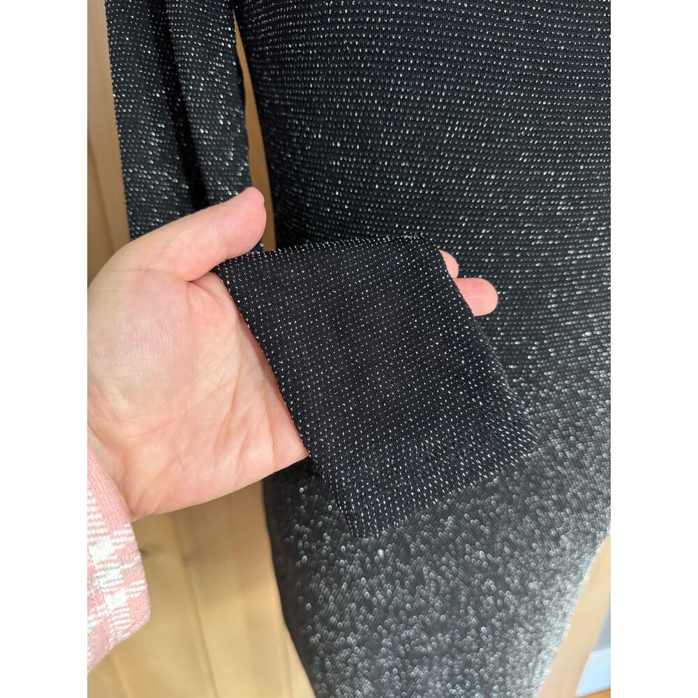 Lulus | Gift of Love Black Silver Backless Long Sleeve Bodycon Dress | Size L - Picture 4 of 14